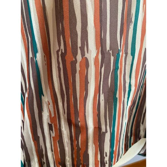 Vtg Retro‎ Teddie of Cali Frill V-Neck Button Blouse Abstract Stripe Lrg 16 - Picture 7 of 13